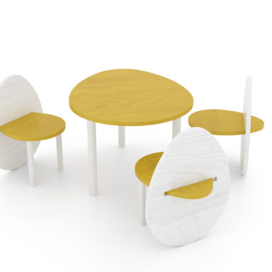 Tavolo in legno Uovo con tre sedie